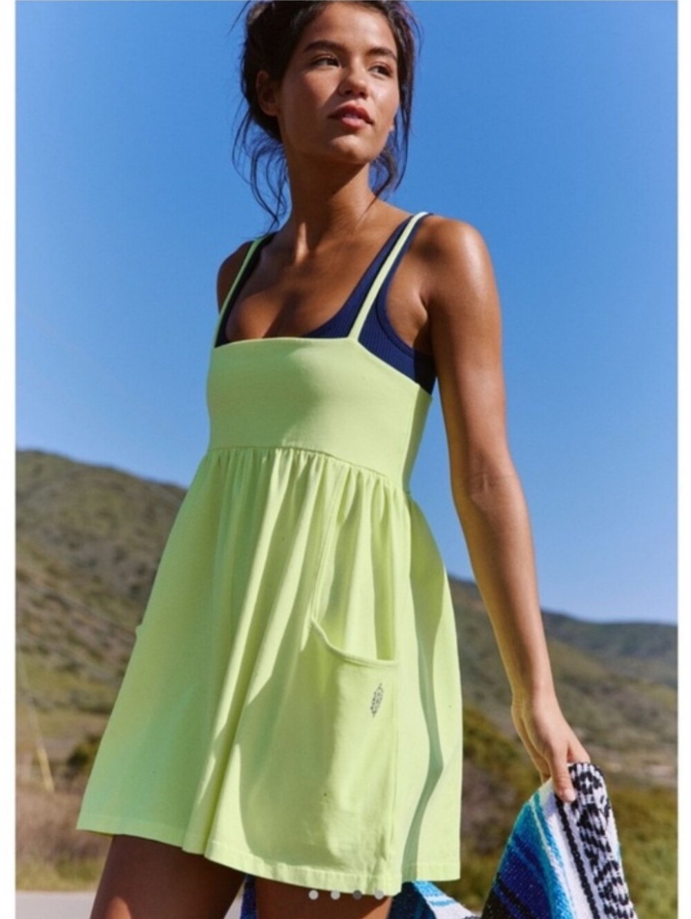 ❣️🪷NWT Free People FP Movement Hot Shot Strappy Romper In Sour Citrus Size S